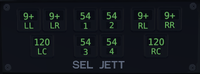 The Select Jettison panel on an EF-24G.