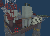 A MANPADS Infantry unit (circled) protects the oil platform. Placed in same approximate location as seen in-game.