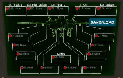 The F/A-26B's pylon configuration display, as seen in the loadout config area.