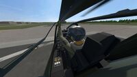 A player closing a window before takeoff.