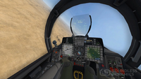 A first-person view from inside the cockpit.